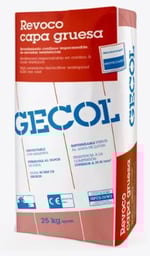 Mortero de alta resistencia, Revoco capa gruesa de Gecol. Saco 25 kg